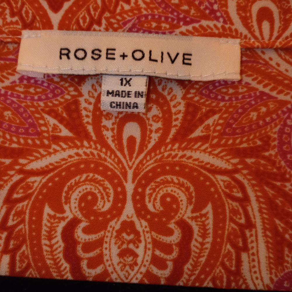 Rose & Olive Vibrant Orange and Pink Paisley Top